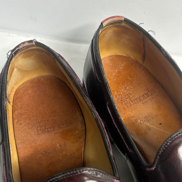 Allen Edmonds Grayson Tassel Loafers Burgundy Mens 9 C Leather Dress Shoes 8297 main image 7